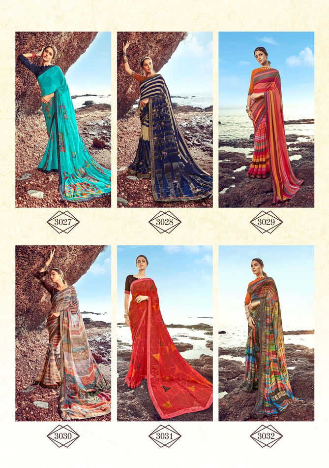 Hirva Glamour latest Fancy Regular Casual Wear Georgette Printed Sarees Collection
